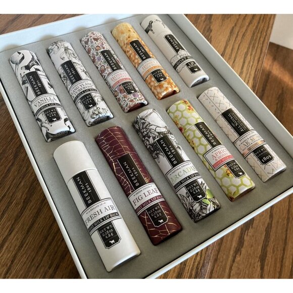 NIB!Beekman 1802 - Lip Balm 10 Piece Set - Assorted varieties - Luxury Brand